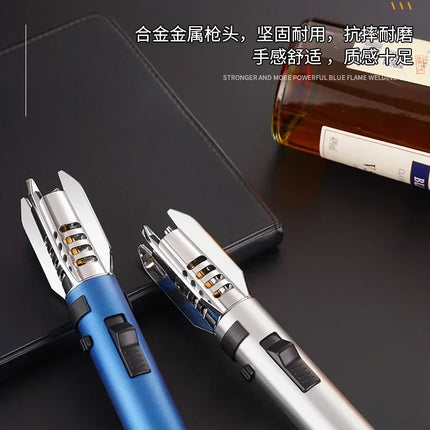 High Temperature Welding Gun Windproof Strong Red Flame Butane Gas Torch Lighter Safety Lock Fire Switch Kitchen Cigar Lighters