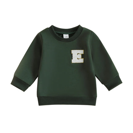 Spring Autumn Toddler Kids Baby Girls Boys Sweatshirts Letter Embroidery Round Neck Long Sleeve Casual Pullover Tops