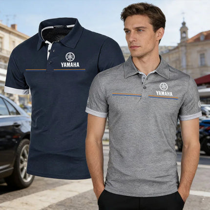 Yamaha Men's Polo Shirt Short Sleeve T-Shirt Casual Fashionable Patchwork Breathable and Comfortable Polo Shirt for Men Summer