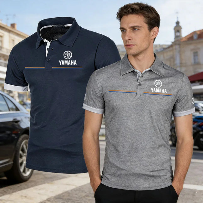 Yamaha Men's Polo Shirt Short Sleeve T-Shirt Casual Fashionable Patchwork Breathable and Comfortable Polo Shirt for Men Summer