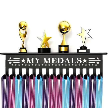 Heavy-Duty Metal Awards Trophy Display Stand Medal Hooks Wall Mount Organizer Medal Storage Holder Display Home Office Decor