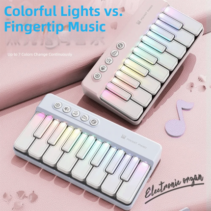 Rainbow Lights Kids Mini Piano Portable Design 7 Colors LED Learning Piano Keyboard Multi-functional Electronic Organ Keyboard