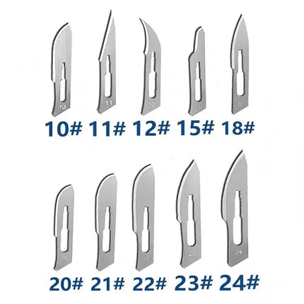 Sterile Surgical Scalpel Blades Individually Packaged, Carbon Steel 11 Extra Point & 23 Stainless Steel, Full Range of Sizes