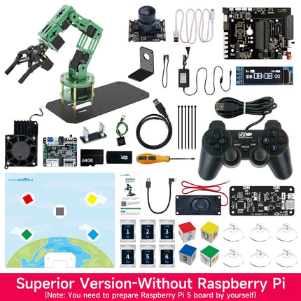 Yahboom DOFBOT AI Large Model Vision Robotic Arm Kit ROS2 Robot for RaspberryPi 5 Adopt Python Programming Object Recognition