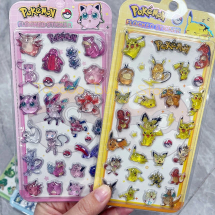 Cute Anime Pokemon 3D Resin Stickers Kawaii Pikachu Jelly Sticker Decals Crystal Decorative Sticker Phone Case DIY Kids Toy Gift