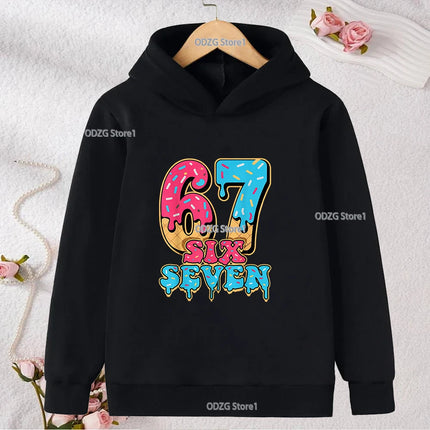 Autumn Winter Six Seven Cool Concise Print Kid Hoodies Fashion Boys Girls Long Sleeved Hooded Casual Warmer Children's Pullovers