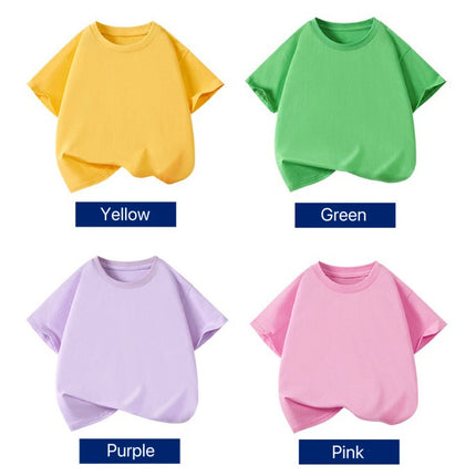 1pcs Summer Pure Cotton Boys Girl Solid Color Tees Fashion Top Childrens Short Sleeve Clothes T-shirts Child Loose Casual Tshirt