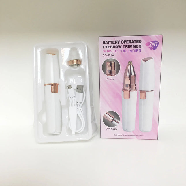 Portable 2-IN-1 Electric Epilator Eyebrow Trimmer Women's Body Facial Lip Epilator Rechargeable Mini Painless Razor Shaver
