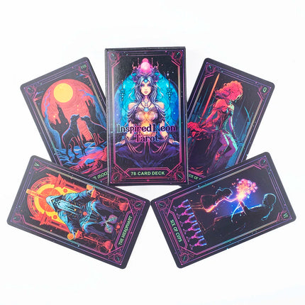 Inspired Neon Tarot Cards 10.3*6Cm  English Visions Divination Edition Deck Board Playing Games 78Cards