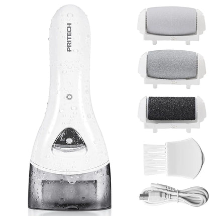 PRITECH Electric Foot Callus Remover Rechargeable Portable - Professional Foot Scrubber Pedicure Kit for Dead/Dry/Cracked Skin