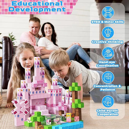 Magnetic Building Blocks Mine World Magnet Cube Set STEM Montessori Sensory Toy for Kids Boys Girls Ages 3+ DIY Model Children