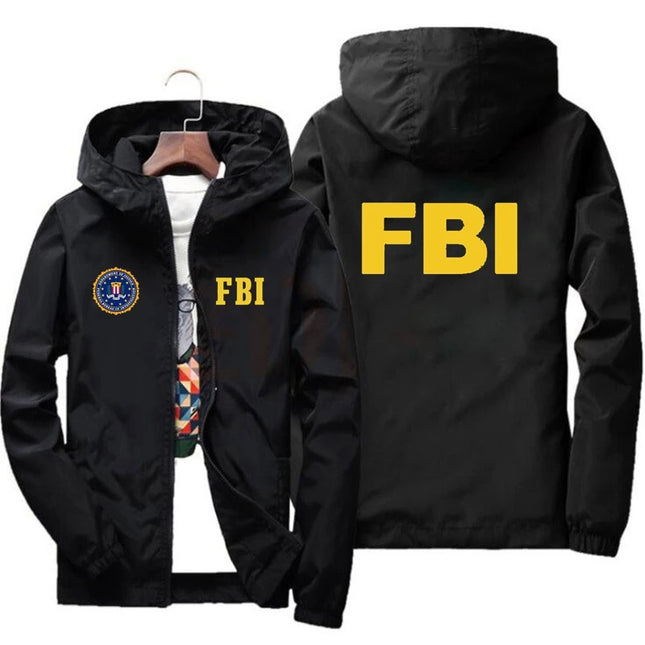 2025New Men's Jacket High Quality FBI Printed Outdoor Sports Jacket Spring Hooded Windproof Fashion Casual Brand Sports Jacket