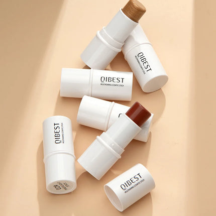 QIBEST Multi-functional Makeup Balm Pearlescent Highlights Stick Cheek Blush Brighten Highlight Stick Lip Balm Contour Pen