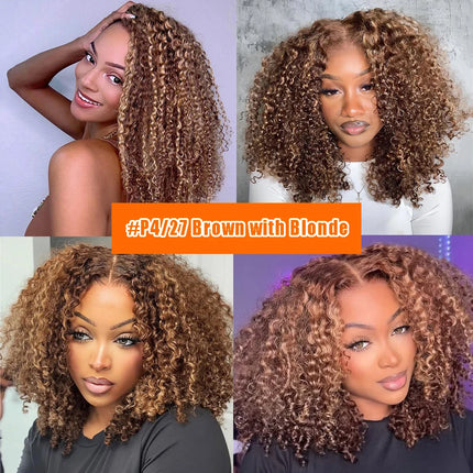 #27 Blonde Small Spirals Curly Miracle Knot Crochet Human Hair For Braid PreSeparated Pixie Curl Feather Crochet Hair Extensions