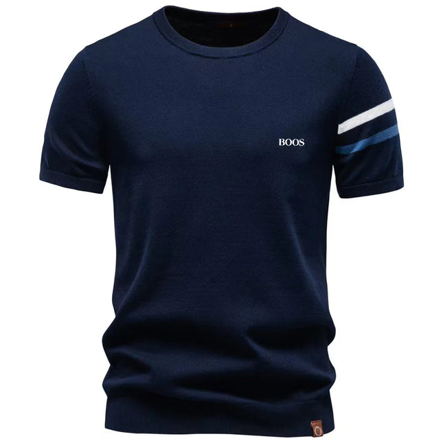Summer new cross-border pure cotton fashionable men's short sleeved woolen round neck T-shirt men's casual T-shirt Polo shirt