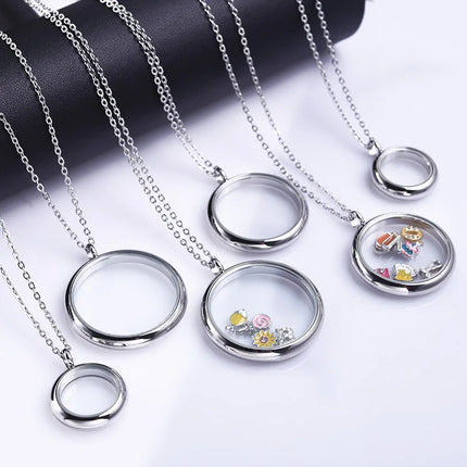 High Fashion Twist Locket Pendant Necklaces For Women Men Jewelry Memory Photo Floating Charm DIY Stainless Steel Lockets Gift