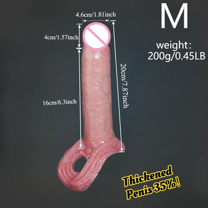 Penis Sleeve Food Grade Silicone Penis Extender Delay Ejaculation Adult Sex Toy Couples Pleasure Reusable Condom Cock Dick Ring