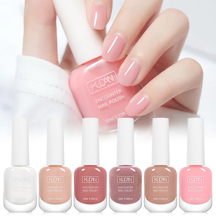 KUDAN 10ml Glass Bottle Water-Based Peel Off Nail Polish Colorful Pink Green Purple Glitter Polish Nail Art Varnish for Nails