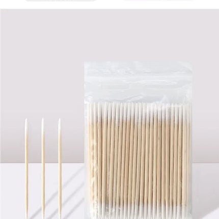 100/300/500Pcs Nails Wood Swab Cleaning Sticks Wooden Cotton Head Bud Tip Manicure Detail Corrector Nail Polish Remover QJB01