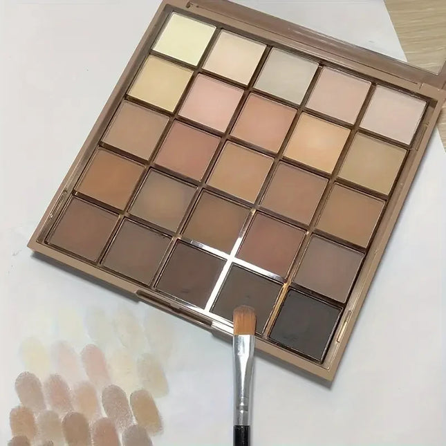 25 color eyeshadow palette - matte and shimmer, high pigmy brown nude, coffee chocolate student party daily stage makeup