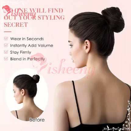 100% Human Hair Volumizing Bun Hairpiece, 10cm/4 Inch Elastic Scrunchie, Instant Fullness, Natural Finish, Assorted Colors
