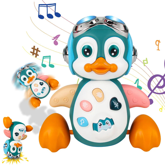 Musical Penguin Infant Moving Walking Dancing Toys with Light Baby Crawling Toys Toddler Interactive Development Tummy Time Gift