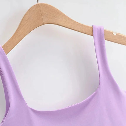 2025 Summer Women Sexy Sleeveless Tops Fashion Short Square Collar Tank Tops 6 Colors
