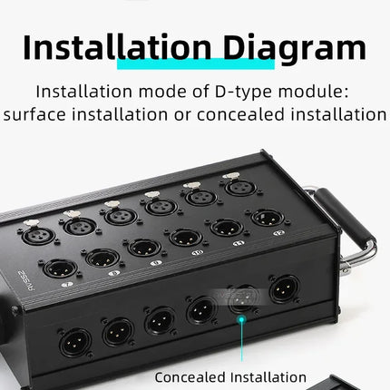 Multi-channel Al alloy Cable Blank Cable Box 16/24/32 Channels for Stage Mobile Audio XLR Male Female Audio Signal Cablebox hole