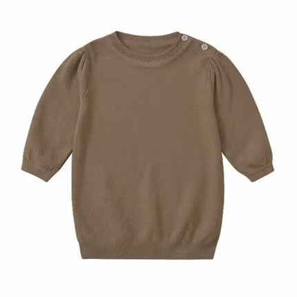 Children Boutique Cover Elbows Clothes Sweater Baby Knit Top Girls Knitted White Tops Kids Pullover High Quality Clothing