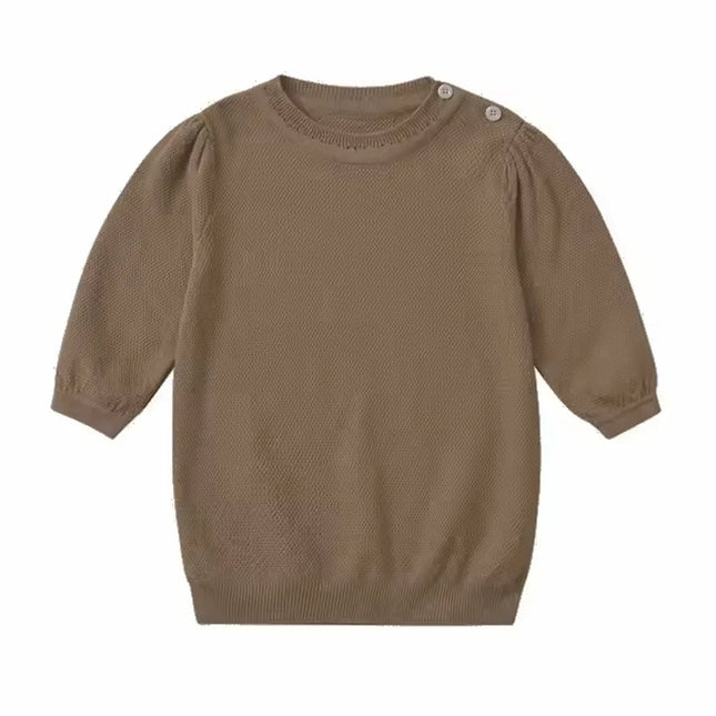 Children Boutique Cover Elbows Clothes Sweater Baby Knit Top Girls Knitted White Tops Kids Pullover High Quality Clothing
