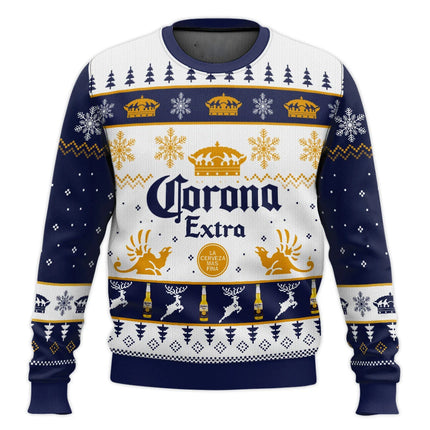 Corona beer ugly sweater Corona Christmas happy beer drinking Christmas gift men and women plus size fashionable sweater