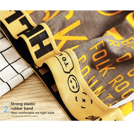 3PCS/Pack 100% Cotton Breathable Big U Crotch Mens Underwear Trendy Print Underpants High Elastic Waist Men's Panties Boxers