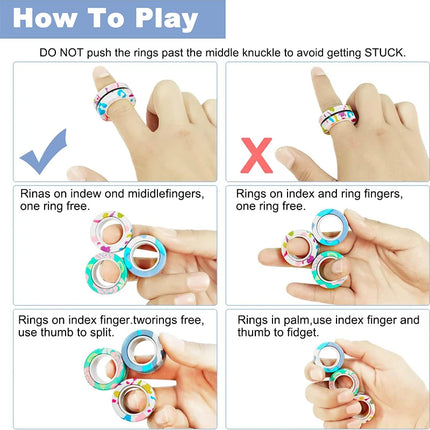 Magnetic Rings Fidget Toy Pack Classroom Goody Bag Stuffers Gifts for Teen Boys School for Kids Party Favors Cool Gadget Toy Set
