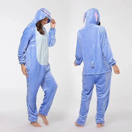 A Litter Of Bears Adults Kigurumi Onesie Couple Flannel Sleepwear Unisex Stitch Cartoon Animal Pajamas Set Winter Warm 2025 New