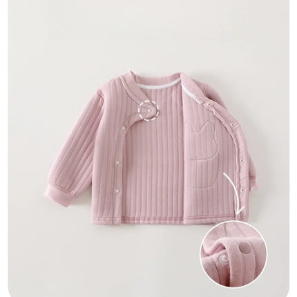 Autumn/winter Split 2-piece Set Baby Cotton Clip Thick High Waisted Pants Long Sleeved Set 0-3 Year Old Cartoon Pattern Baby Set