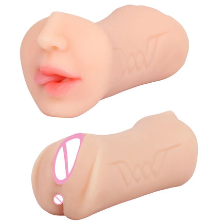 Realistic 3 in 1 Male Masturbator Cup Mouth Vagina Anal 3 Holes Deep Throat Blowjob Pocket Pussy Airplane Cup Sex Toy for Men