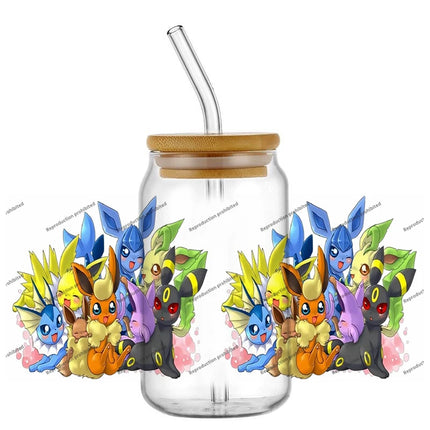 popular Pokemon UV DTF Cup Wrap 16oz Reusable Washable SelfAdhesive transfer Sticker for DIY Tumblers DIY Home decoration