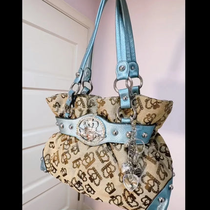 Millennial Hot Girl Letter Print Tote Bag Women Large Capacity Handbag Shoulder Bag Color Block Splicing Fashionable Ladies Bag