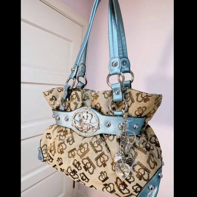 Millennial Hot Girl Letter Print Tote Bag Women Large Capacity Handbag Shoulder Bag Color Block Splicing Fashionable Ladies Bag