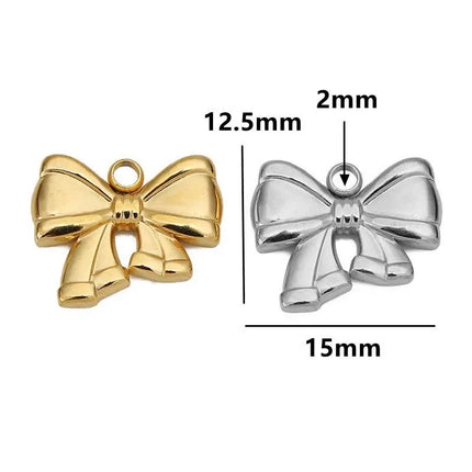 5pcs Stainless Steel Bow Knot Charms Waterproof Pvd Plated Gold Bow Pendants for DIY Earrings Bracelets Necklace Jewelry Making
