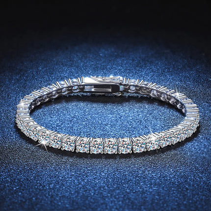 Women's Full-Row Moissanite Bracelet - PT950 Platinum, High Quality, 0.1Ct Each Stone, 17cm/18cm Size