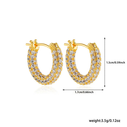 Fashion CZ Zircon Round Huggie Hoop Earrings for Women Geometric U Shape Ear Buckle Hoops Gold Plated Stainless Steel Jewelry
