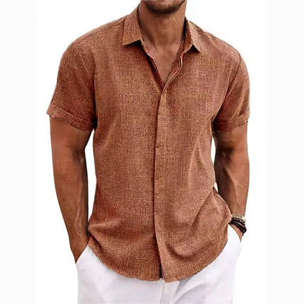 Men's Cotton Linen Short Sleeved Shirt Summer Casual Camisas Harajuku Blouses Men's Shirts Fashion Tops Men Clothing Streetwear