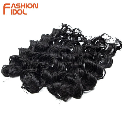 FASHION IDOL 24inch 300g Deep Wavy Crochet Hair Synthetic Twist Curly Hair Crochet Braids Ombre Rainbow Braiding Hair Extensions