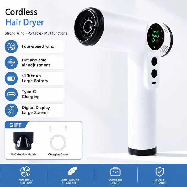 usb rechargeable wireless hair dryer with hot air unplugged portable dormitory student high wind hair dryer