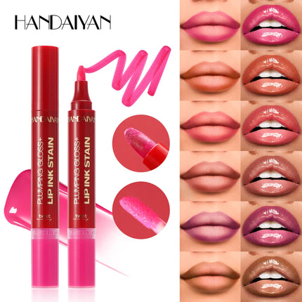 6-color double-ended lip pencil, lip oil, liquid watercolor lip pencil, moisturizing and easy-to-apply lip gloss