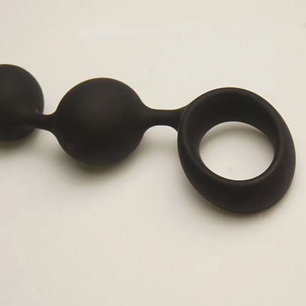 Silicone Anal Beads Sex Toys, 10 Increasing Size Balls Anus Butt Plug, Analplug Buttplug Butplug with Easy Pull Loop Handle