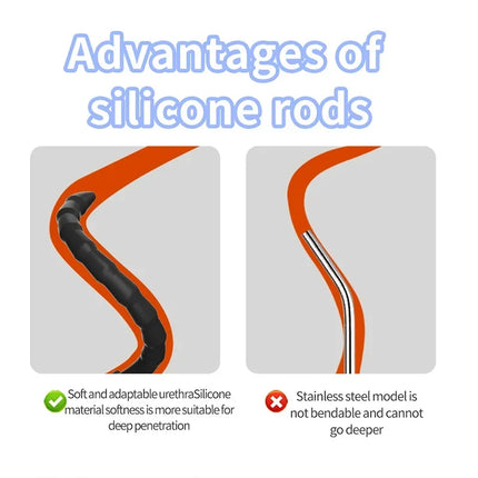 Reusable Long Hollow Silicone Urethral Catheter Male Dilator Plug Adult Pleasure Toys for Men