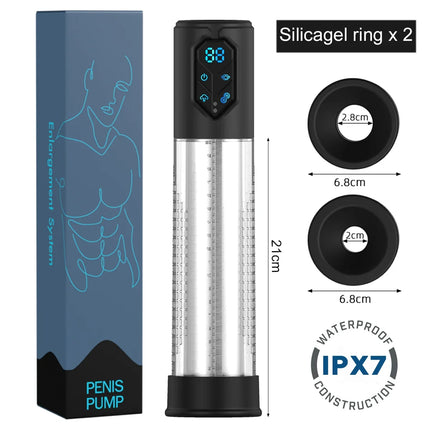 Rechargeable Adult Toy Men Electric Penis Pump Automatic Vacuum Suction Amplifier With 5 Suction 6 Training Mode Digital Display