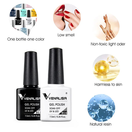 Venalisa Nail Gel Polish Semi Permanent Salon Quality TPO Free Glitter 7.5ml Soak off UV LED Nail Gel Varnish